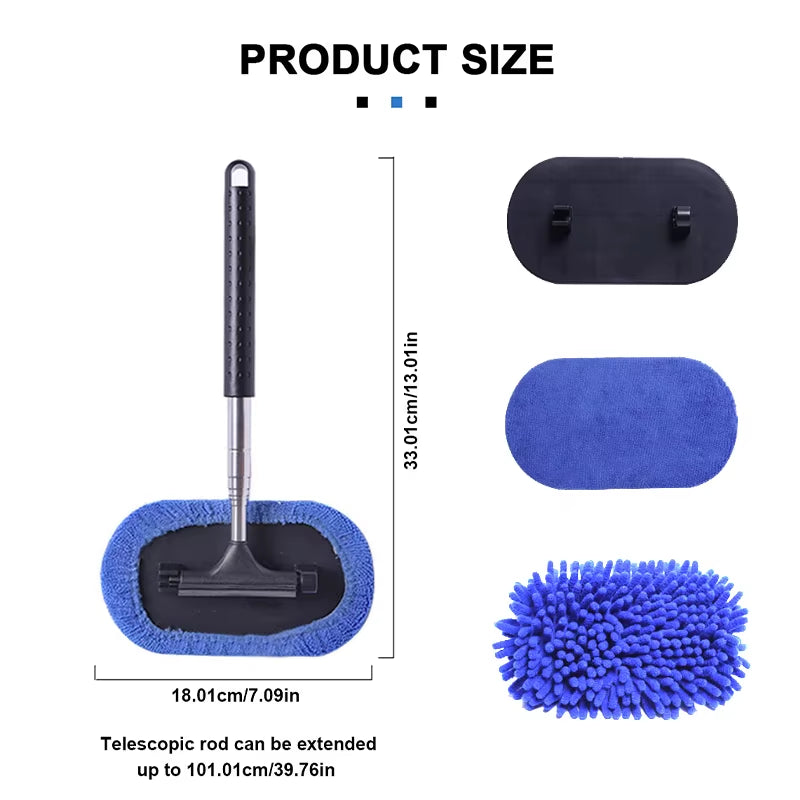 SEAMETAL 3 in 1 Car Window Glass Clean Brush Kit Auto Windshield Wiper Car Detailing Cleaning Wash Tool with Telescopic Handle