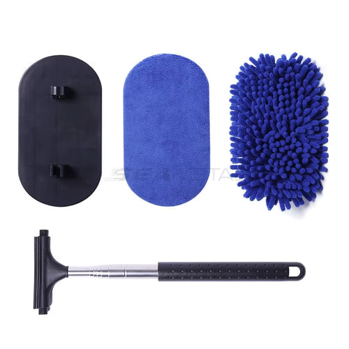 SEAMETAL 3 in 1 Car Window Glass Clean Brush Kit Auto Windshield Wiper Car Detailing Cleaning Wash Tool with Telescopic Handle