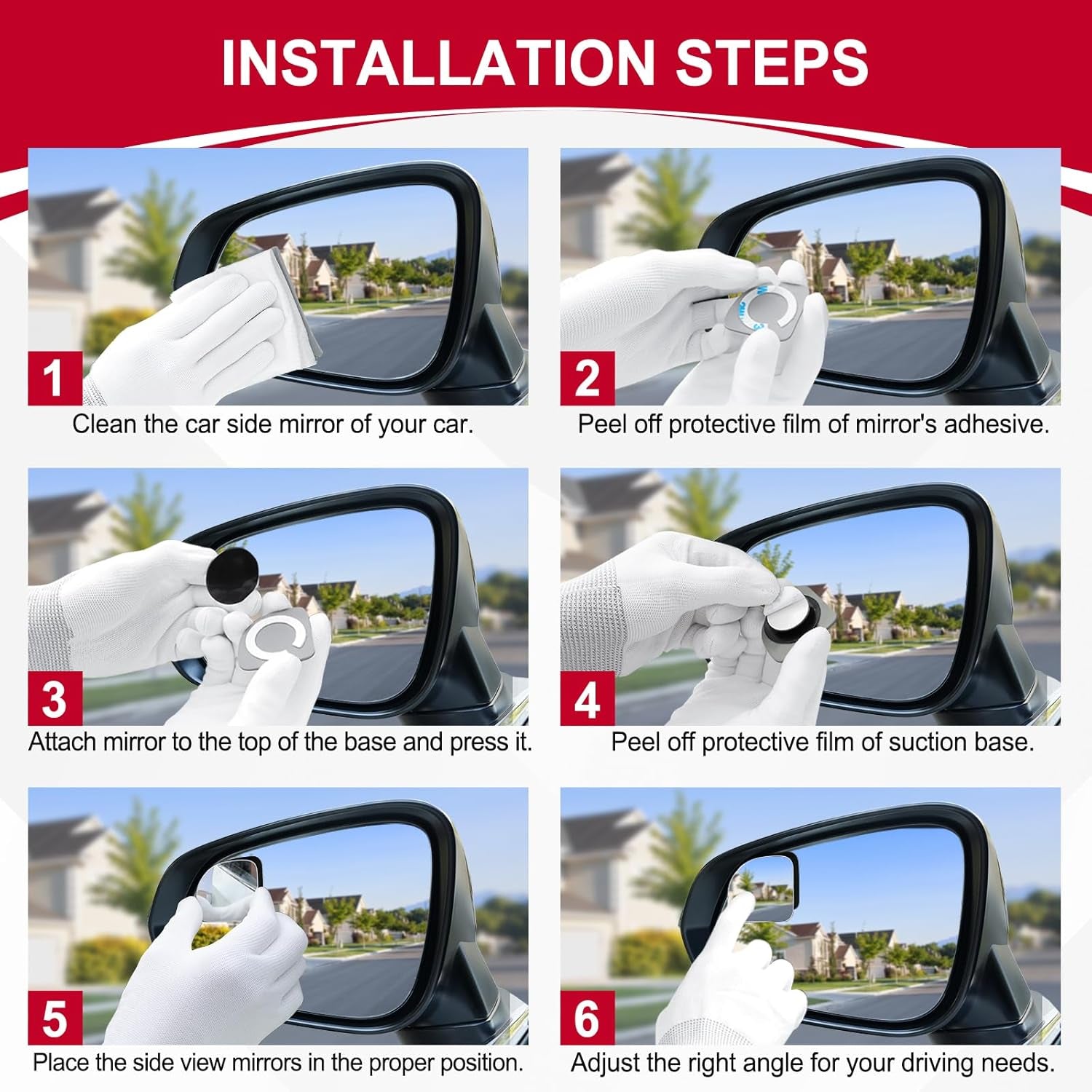 Blind Spot Mirror, Fan HD Glass Frameless Convex Rear View Mirror with Wide Angle Adjustable Stick for Cars SUV and Trucks, Pack of 2