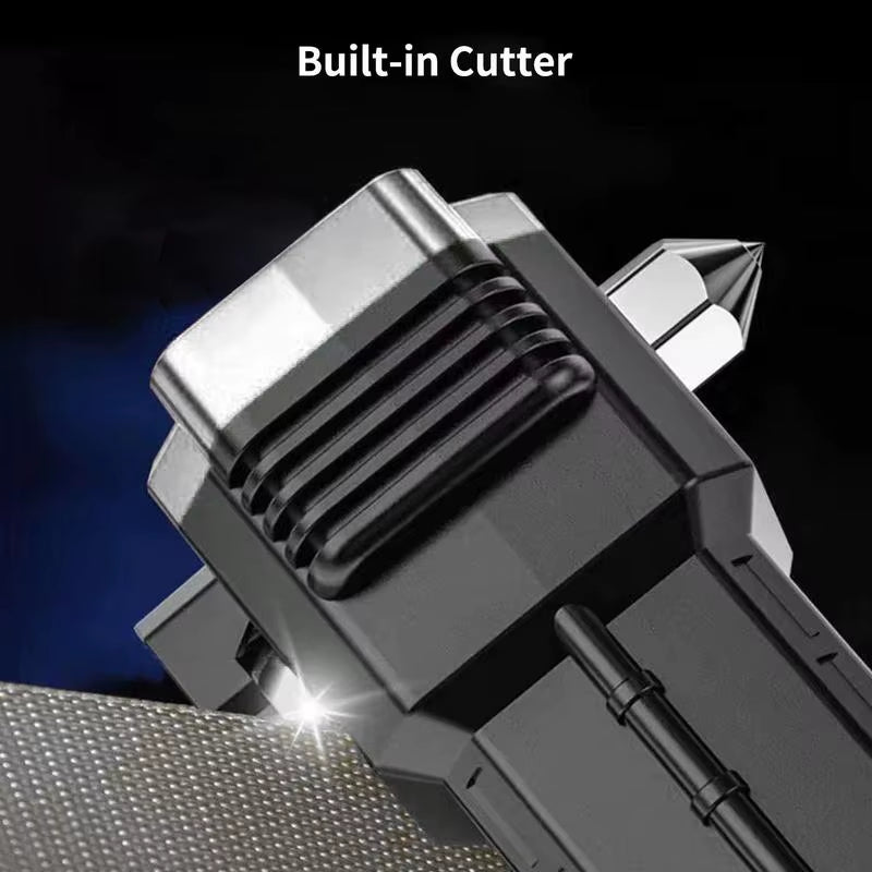 Safety Hammer Flashlight Seat Belt Cutter and Glass Breaker Rescue Tool LED High Lumens Rechargeable Solar Powered Escape Kit