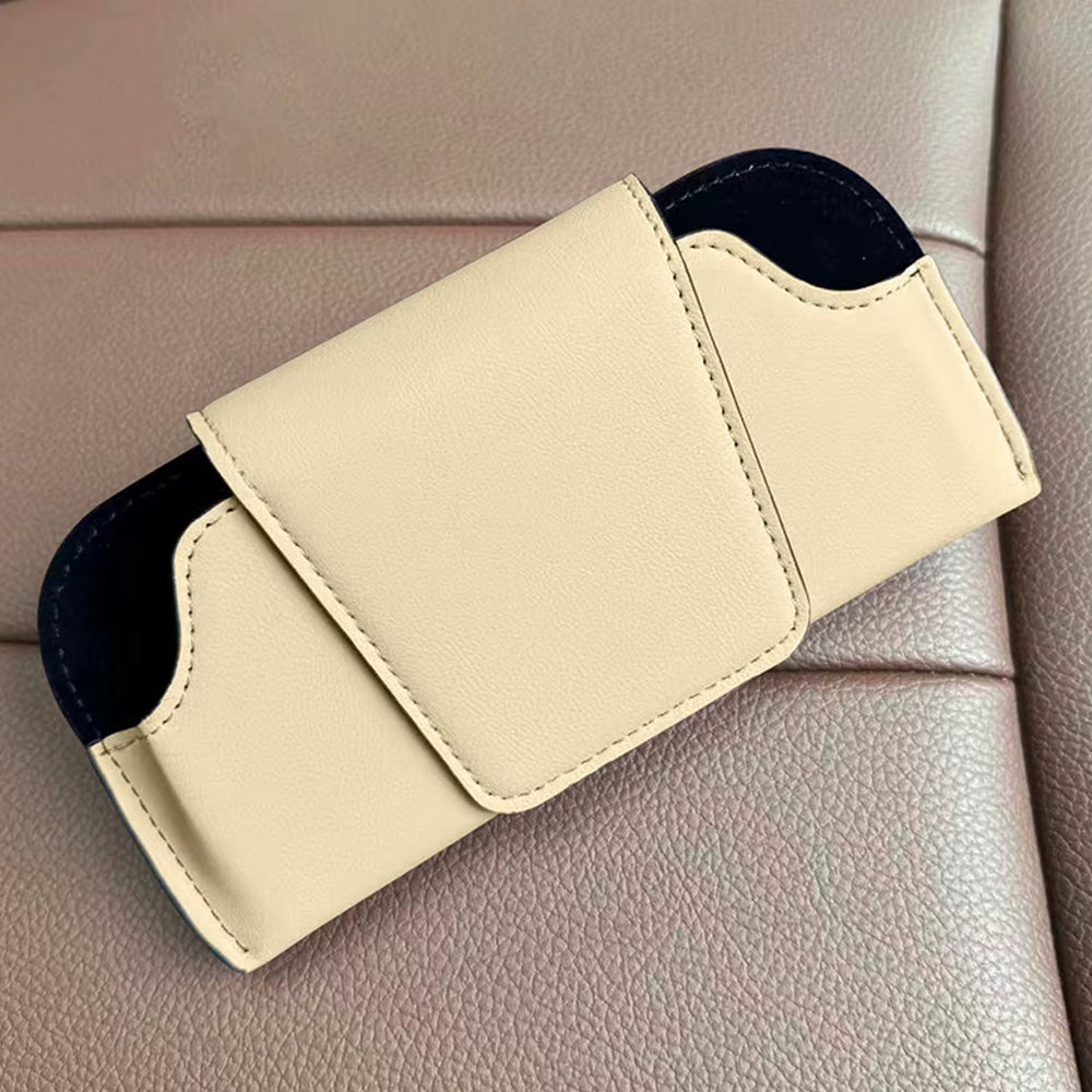 Car Glasses Case PU Leather Auto Sun Visor Glasses Holder Sunglasses Storage Clip Car Interior Card Eyeglasses Case Accessories