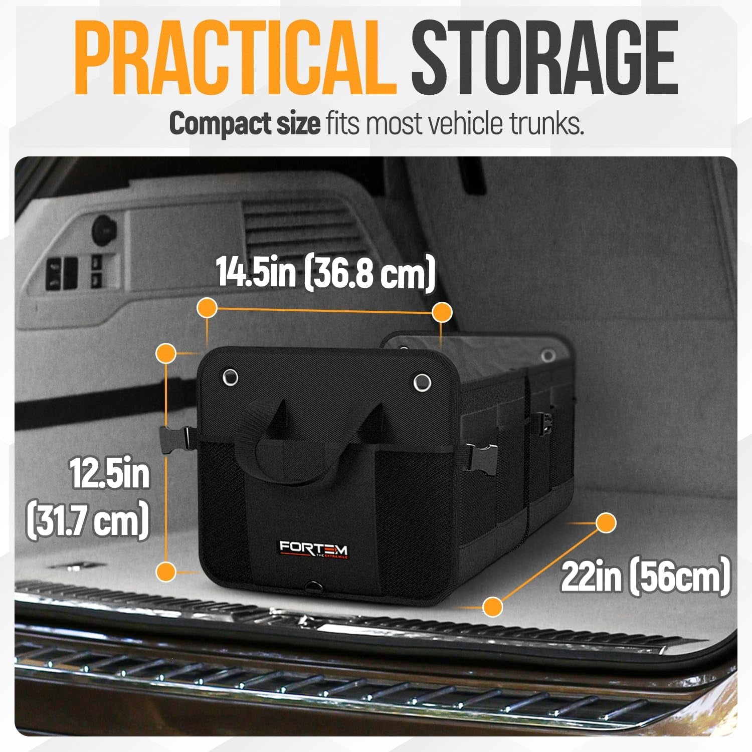 Car Boot Organiser, Car Boot Tidy, Car Boot Storage, Collapsible Multi Compartment Car Organiser, Non Slip Bottom, Adjustable Securing Straps, Foldable Cover (2 Compartments, Black)