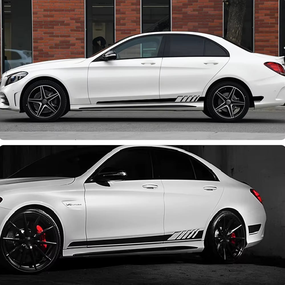 Car Side Body Decals Racing Stripes Vehicle Universal Race Stripes Door Side Skirt Stickers Exterior Decorations for Accessories