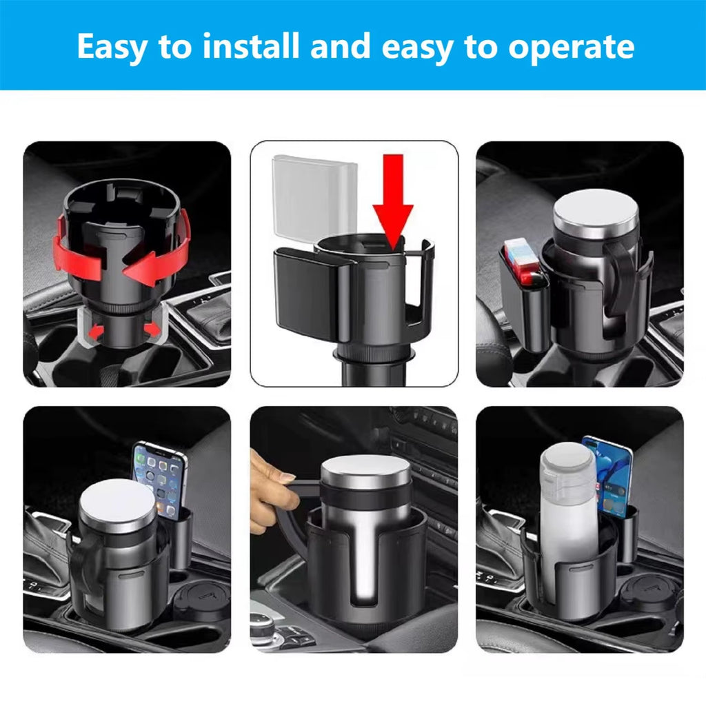 Car Cup Holder Expander Cupholder Adapter Multipurpose Auto Interior Expandable Organizer Storage Accessories with Phone Holder