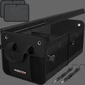 Car Boot Organiser, Car Boot Tidy, Car Boot Storage, Collapsible Multi Compartment Car Organiser, Non Slip Bottom, Adjustable Securing Straps, Foldable Cover (2 Compartments, Black)