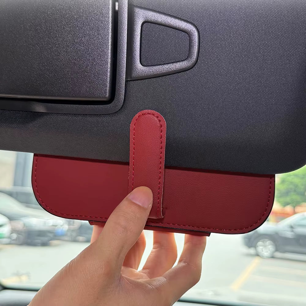 Car Glasses Case PU Leather Auto Sun Visor Glasses Holder Sunglasses Storage Clip Car Interior Card Eyeglasses Case Accessories