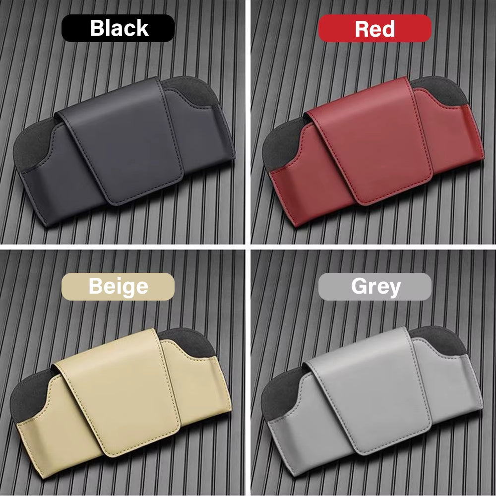 Car Glasses Case PU Leather Auto Sun Visor Glasses Holder Sunglasses Storage Clip Car Interior Card Eyeglasses Case Accessories