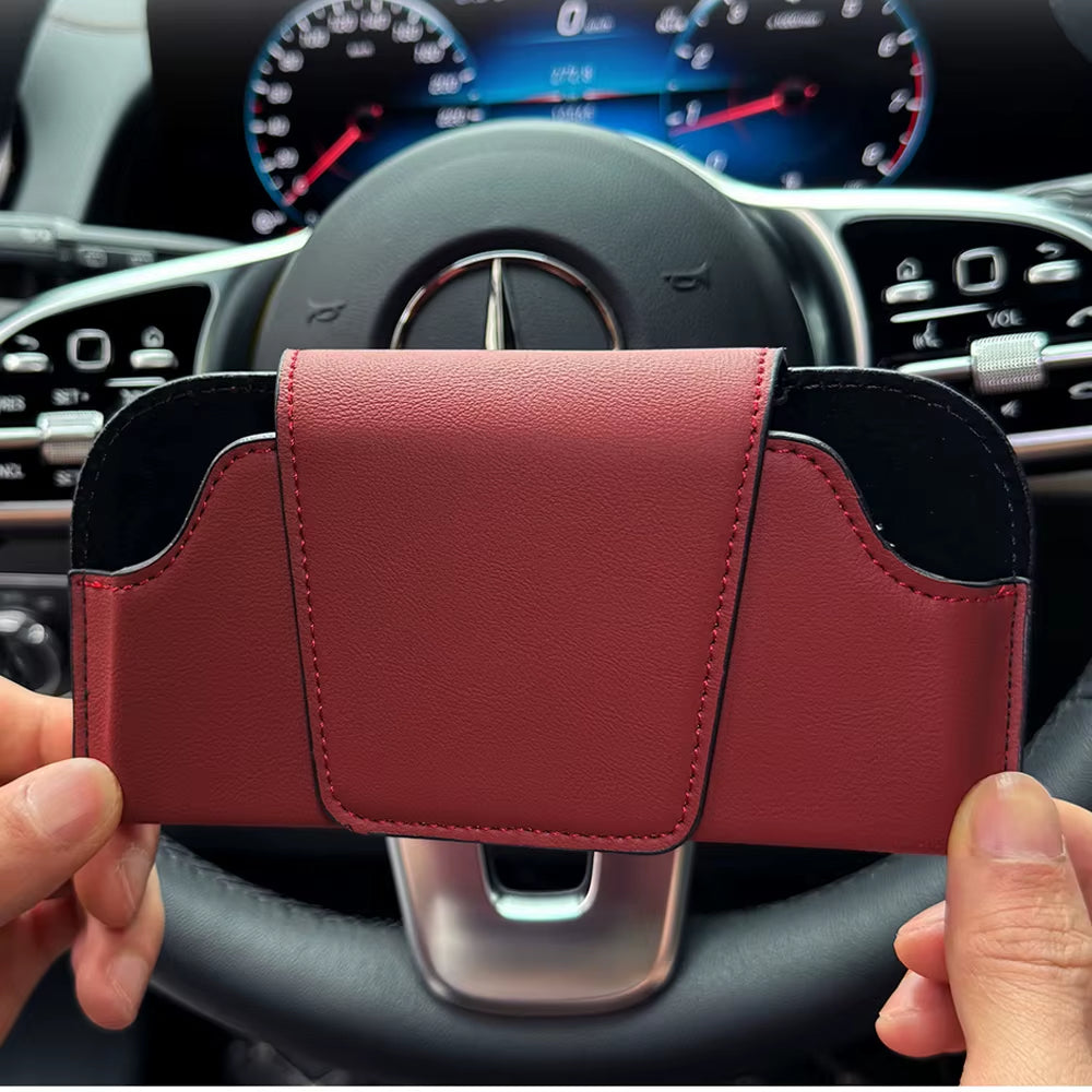 Car Glasses Case PU Leather Auto Sun Visor Glasses Holder Sunglasses Storage Clip Car Interior Card Eyeglasses Case Accessories