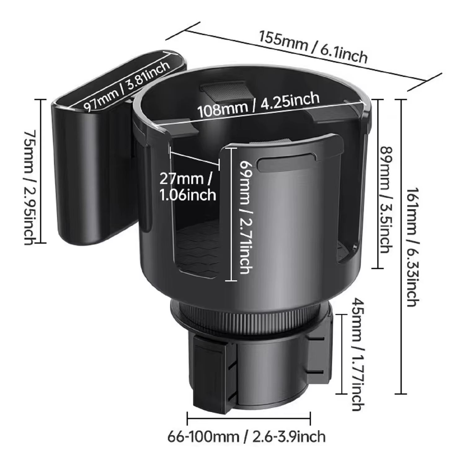 Car Cup Holder Expander Cupholder Adapter Multipurpose Auto Interior Expandable Organizer Storage Accessories with Phone Holder